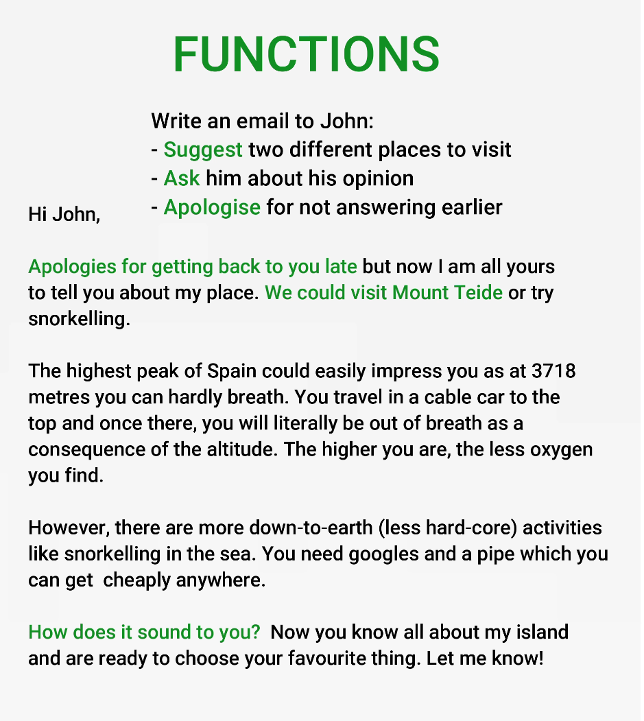 Communicative Functions for Email Linguaskill