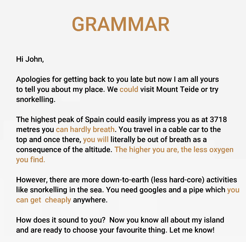 Grammar for Your Informal Linguaskill Email