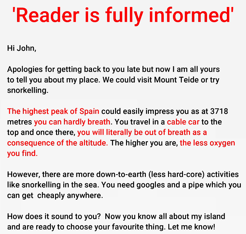 Reader is Fully Informed - Criterio Informal Email Linguaskill