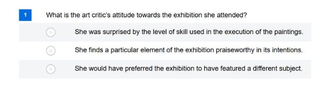 Linguaskill – Listening Part 1 (Short Texts): audio breve con diferentes hablantes y una pregunta de opción múltiple con 3 opciones, similar a FCE.